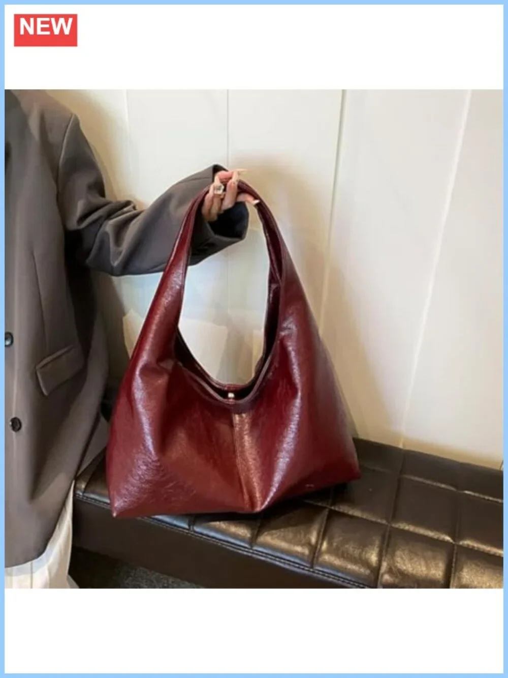 Large Slouchy Hobo Tote Bag Faux Leather Shoulder Bag Work Commute